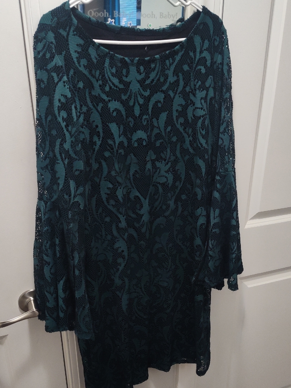 Teal and Black Lace Overlay Dress